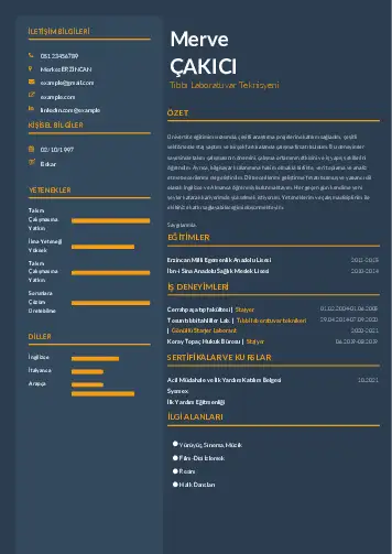 Laboratuvar Teknisyeni Cv Örnekleri cv indir
